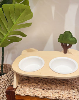 Tree Bowl Set - Double with Wooden Bear Stand