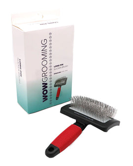 Wow Grooming Professional Big Curve Detangle Slicker Brush (Extra-Long Pin)
