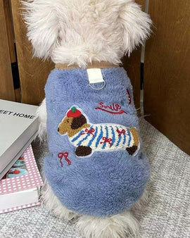Dachsund Embroidered Fleece Dog Sweater