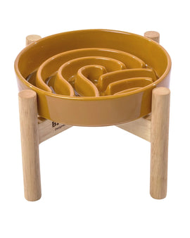 Slow Eater Bowl with Wood Stand - Orange