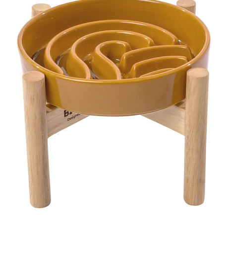 Slow Eater Bowl with Wood Stand - Orange
