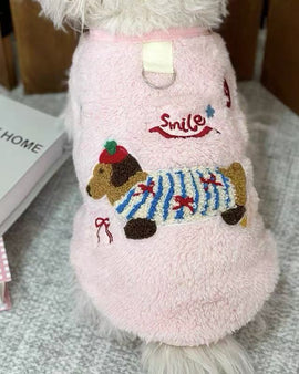 Dachsund Embroidered Fleece Dog Sweater