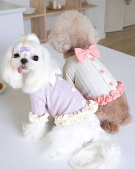 Lilac Ruffle Lace Knit Dress