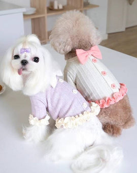 Lilac Ruffle Lace Knit Dress