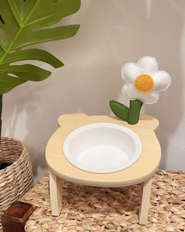 Daisy Bowl Set with Wooden Bear Stand