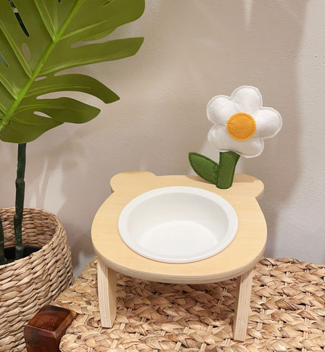 Daisy Bowl Set with Wooden Bear Stand