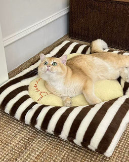 Fluffy Fleece Brown Striped Pet Bed