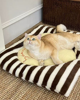 Fluffy Fleece Brown Striped Pet Bed