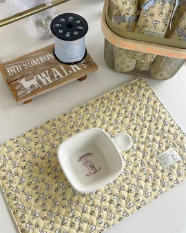 Cotton Non-slip Feeding Mat for Pet - Bunny Pattern
