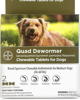 Elanco Quad Dewormer Chewable Tablets for Medium Dog