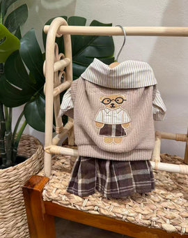 Preppy Bear Vest & Shirt Dress Set