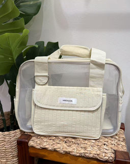 Beige Mesh Pet Carrier