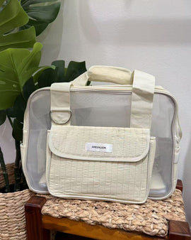Beige Mesh Pet Carrier