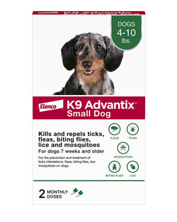 K9 Advantix Flea, Tick & Mosquito Prevention for Dogs 4-10 lbs. | Flea Drops for Small Dogs | Apply Monthly | 2 Treatments