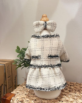 Plaid Knit Dress w/ Hairclip