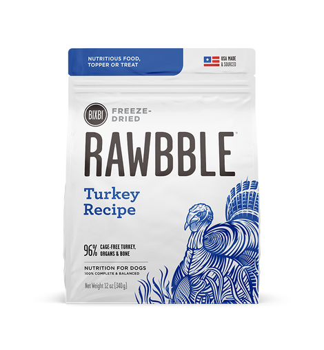 BIXBI Rawbble Turkey Recipe Grain-Free Freeze-Dried Dog Food 340g