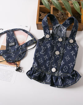 Monogram Patterned Denim Dress