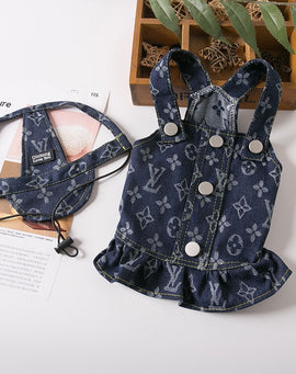 Monogram Patterned Denim Dress