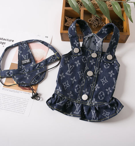 Monogram Patterned Denim Dress