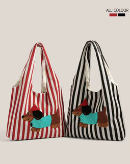 cute puppy illustration tote bag