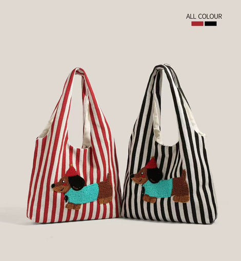 cute puppy illustration tote bag