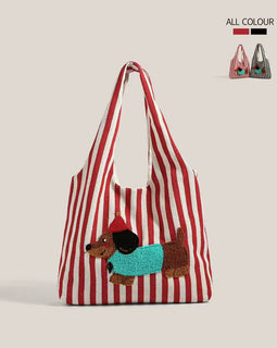 cute puppy illustration tote bag
