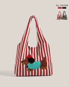 cute puppy illustration tote bag