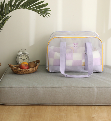 MUMMUR Windy Bag - Soft Lavender with Purple Plaid Cushion (M)