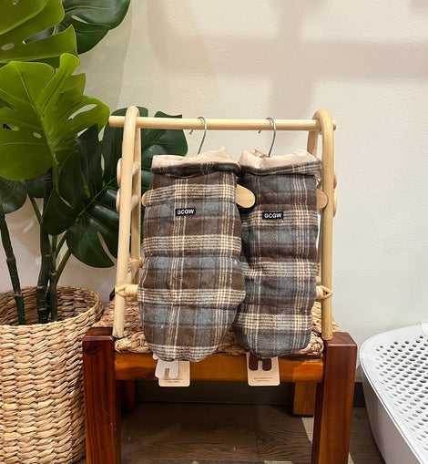 High-Neck Plaid Down Vest