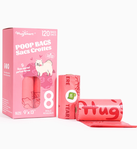 Hugsmart Pet - Poop Bag | Rose Poop Bags 8pack