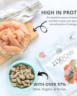 MEOW Chicken & King Salmon Freeze Dried Cat Food 9.9oz